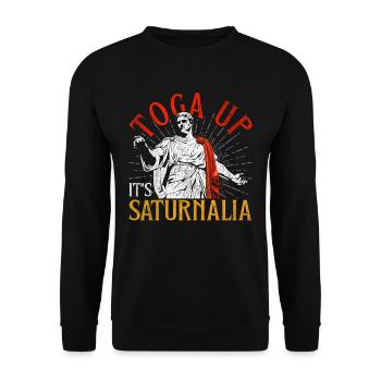 Saturnalien Toga Up It's Saturnalia - Unisex Pullover - Schwarz - Vorne - Alina (178cm) & Michal (187cm)