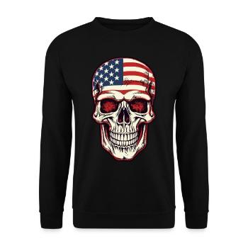 Skull with American flag - Unisex Sweatshirt - black - Front - Alina (178cm) & Michal (187cm)