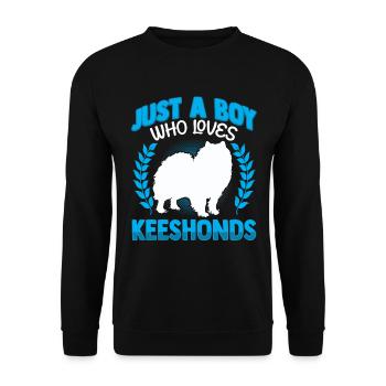 Junge der Wolfsspitz liebt Deutscher Spitz - Unisex Pullover - Schwarz - Vorne - Alina (178cm) & Michal (187cm)