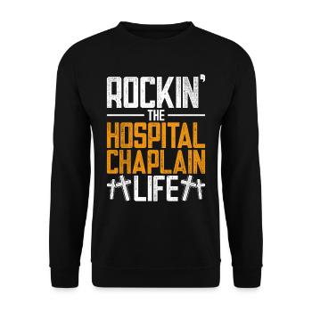 Aumônier d’hôpital, aumônier, clerc - Sweat-shirt Unisexe - noir - Devant - Alina (178cm) & Michal (187cm)