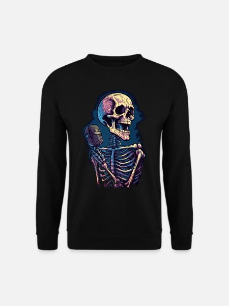 Bunter abstrakter Totenkopf mit Mikrofon - Unisex Pullover - Schwarz