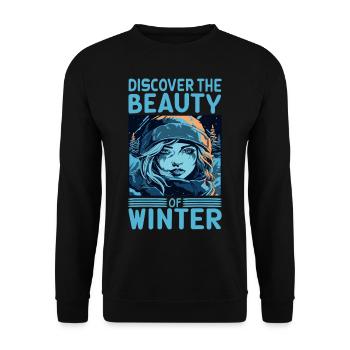 Discover the Beauty of Winter Skier Quote - Unisex Sweatshirt - black - Front - Alina (178cm) & Michal (187cm)