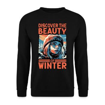 Discover the Beauty of Winter Skier Quote - Unisex Sweatshirt - black - Front - Alina (178cm) & Michal (187cm)