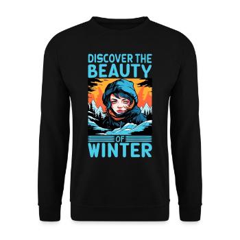 Discover the Beauty of Winter Skifahrer Spruch - Unisex Pullover - Schwarz - Vorne - Alina (178cm) & Michal (187cm)