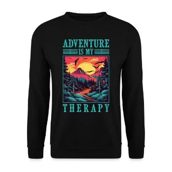 L’aventure est ma thérapie Camping en montagne - Sweat-shirt Unisexe - noir - Devant - Alina (178cm) & Michal (187cm)