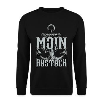 Moin Rostock - Unisex Pullover - Schwarz - Vorne - Alina (178cm) & Michal (187cm)