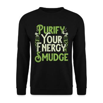 Wohnung Ausräuchern Purify Your Energy Smudge - Unisex Pullover - Schwarz - Vorne - Alina (178cm) & Michal (187cm)