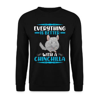 Mieux avec Chinchilla Rongent Woolly Mouse - Sweat-shirt Unisexe - noir - Devant - Alina (178cm) & Michal (187cm)