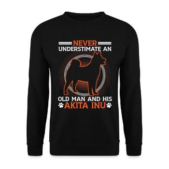 Old man with Akita Inu Japanese Akita Inu - Unisex Sweatshirt - black - Front - Alina (178cm) & Michal (187cm)