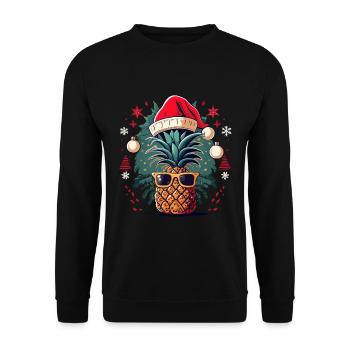 Ananas avec lunettes de soleil et chapeau de Père Noël - Sweat-shirt Unisexe - noir - Devant - Alina (178cm) & Michal (187cm)