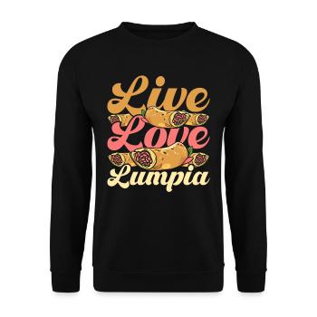 Live Love Lumpia - Unisex Pullover - Schwarz - Vorne - Alina (178cm) & Michal (187cm)