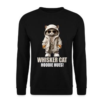 Katzenshirt lustiger Spruch Whisker cat hoodie - Unisex Pullover - Schwarz - Vorne - Alina (178cm) & Michal (187cm)