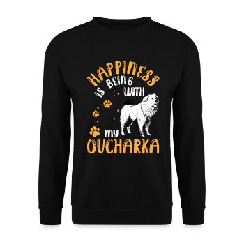 Ovcharka rend heureux le chien caucasien - Sweat-shirt Unisexe - noir - Devant - Alina (178cm) & Michal (187cm)