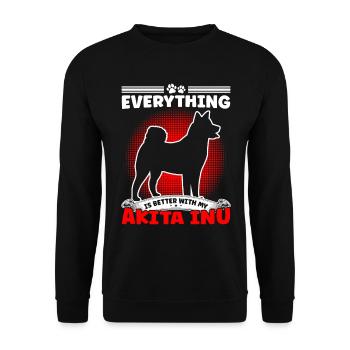 Better with Akita Inu Japanese Akita Inu - Unisex Sweatshirt - black - Front - Alina (178cm) & Michal (187cm)