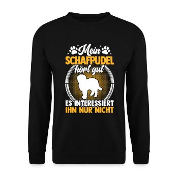 Mein Schafpudel hört gut Hütepudel - Unisex Pullover - Schwarz - Vorne - Alina (178cm) & Michal (187cm)