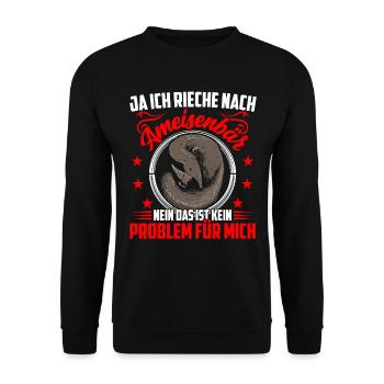Ich rieche nach Ameisenbär Ameisenfresser - Unisex Pullover - Schwarz - Vorne - Alina (178cm) & Michal (187cm)