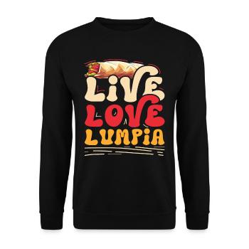 Live Love Lumpia - Unisex Pullover - Schwarz - Vorne - Alina (178cm) & Michal (187cm)