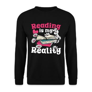 Lire des livres Amoureux des livres La lecture est ma réalité - Sweat-shirt Unisexe - noir - Devant - Alina (178cm) & Michal (187cm)