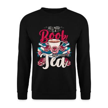 Reading Books and Tea Book Lovers - Unisex Sweatshirt - black - Front - Alina (178cm) & Michal (187cm)