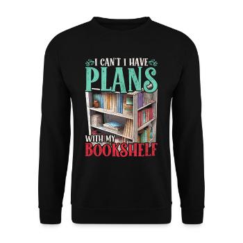 Reading Books Book Lovers Plans With my Bookshelf - Unisex Sweatshirt - black - Front - Alina (178cm) & Michal (187cm)