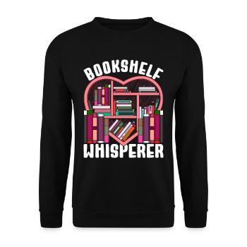 Reading Books Book Lover Bookshelf Whisperer - Unisex Sweatshirt - black - Front - Alina (178cm) & Michal (187cm)