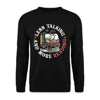 Less Talking And More Reading Buchliebhaber - Unisex Pullover - Schwarz - Vorne - Alina (178cm) & Michal (187cm)