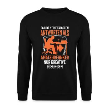 Amateurfunker keine falschen Antworten Hobbyfunker - Unisex Pullover - Schwarz - Vorne - Alina (178cm) & Michal (187cm)