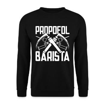 Anesthésiste Anesthésiste Propofol Barista - Sweat-shirt Unisexe - noir - Devant - Alina (178cm) & Michal (187cm)