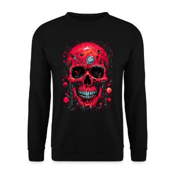 Bloody Skull Biomechanics Abstract Art - Unisex Sweatshirt - black - Front - Alina (178cm) & Michal (187cm)