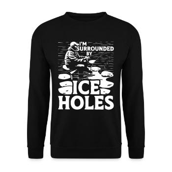 Ice Fishing Ice Fishing Ice Hole Fishing - Unisex Sweatshirt - black - Front - Alina (178cm) & Michal (187cm)