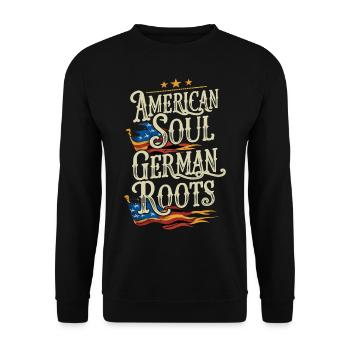 American Soul German Roots Deutschland Amerika - Unisex Pullover - Schwarz - Vorne - Alina (178cm) & Michal (187cm)