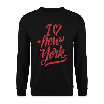 I Love New York City Big Apple USA Amerika - Unisex Pullover - Schwarz - Vorne - Alina (178cm) & Michal (187cm)