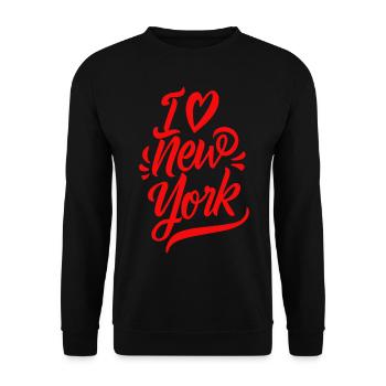 I Love New York City Big Apple USA Amerika - Unisex Pullover - Schwarz - Vorne - Alina (178cm) & Michal (187cm)