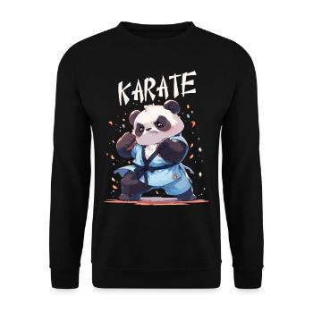 Lustiger japanischer Karate Panda Kawaii Karateka - Unisex Pullover - Schwarz - Vorne - Alina (178cm) & Michal (187cm)