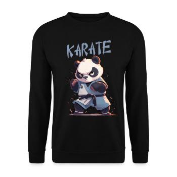 Lustiger japanischer Karate Panda Kawaii Karateka - Unisex Pullover - Schwarz - Vorne - Alina (178cm) & Michal (187cm)