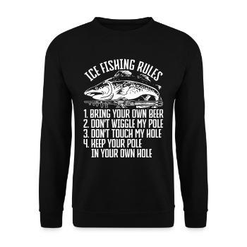 Ice Fishing Ice Fishing Ice Hole Fishing - Unisex Sweatshirt - black - Front - Alina (178cm) & Michal (187cm)