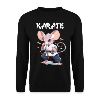 Lustige japanische Karate Maus Kawaii Karateka - Unisex Pullover - Schwarz - Vorne - Alina (178cm) & Michal (187cm)