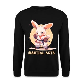 Funny Martial Arts Bunny MMA Kawaii Martial Arts - Unisex Sweatshirt - black - Front - Alina (178cm) & Michal (187cm)
