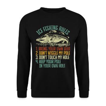Ice Fishing Ice Fishing Ice Hole Fishing - Unisex Sweatshirt - black - Front - Alina (178cm) & Michal (187cm)
