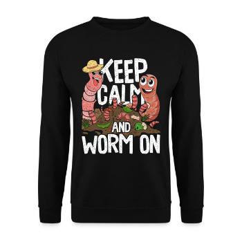 Worm Breeding Keep Calm And Worm On - Unisex Sweatshirt - black - Front - Alina (178cm) & Michal (187cm)