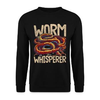 Worm Whisperer Wurmzüchter Vermikultur - Unisex Pullover - Schwarz - Vorne - Alina (178cm) & Michal (187cm)