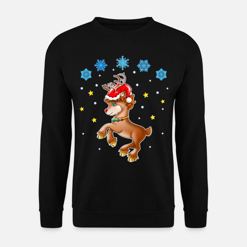 Reindeer Rudolf with Santa hat - Unisex Sweatshirt - black