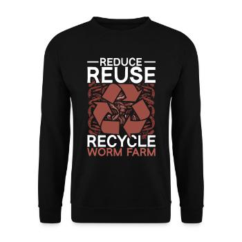 Wurmzucht Reduce Reuse Recycle Worm Farm - Unisex Pullover - Schwarz - Vorne - Alina (178cm) & Michal (187cm)