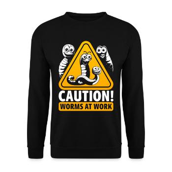 Attention à l’élevage des vers Vers à l’œuvre - Sweat-shirt Unisexe - noir - Devant - Alina (178cm) & Michal (187cm)