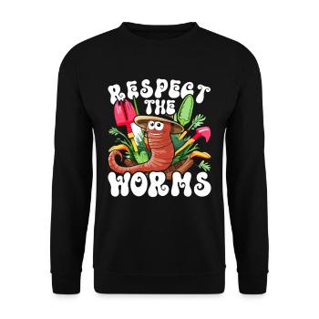 Worm Breeder Worm Breeder Respect The Worms - Unisex Sweatshirt - black - Front - Alina (178cm) & Michal (187cm)