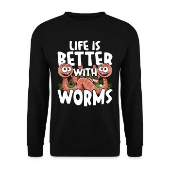Élevage de vers Éleveurs de vers Vermiculture - Sweat-shirt Unisexe - noir - Devant - Alina (178cm) & Michal (187cm)
