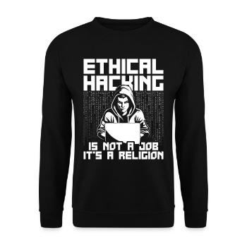 Ethical Hacking Is Not A Job It's A Religion - Unisex Pullover - Schwarz - Vorne - Alina (178cm) & Michal (187cm)