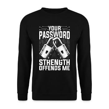 Ethical Hacker Your Password Strength Offends Me - Unisex Pullover - Schwarz - Vorne - Alina (178cm) & Michal (187cm)