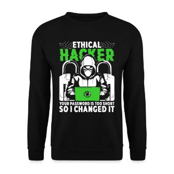 Ethical Hacker Your Password Is Too Short - Unisex Pullover - Schwarz - Vorne - Alina (178cm) & Michal (187cm)