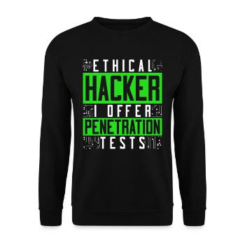 Ethical Hacker I Offer Penetration Tests - Unisex Pullover - Schwarz - Vorne - Alina (178cm) & Michal (187cm)